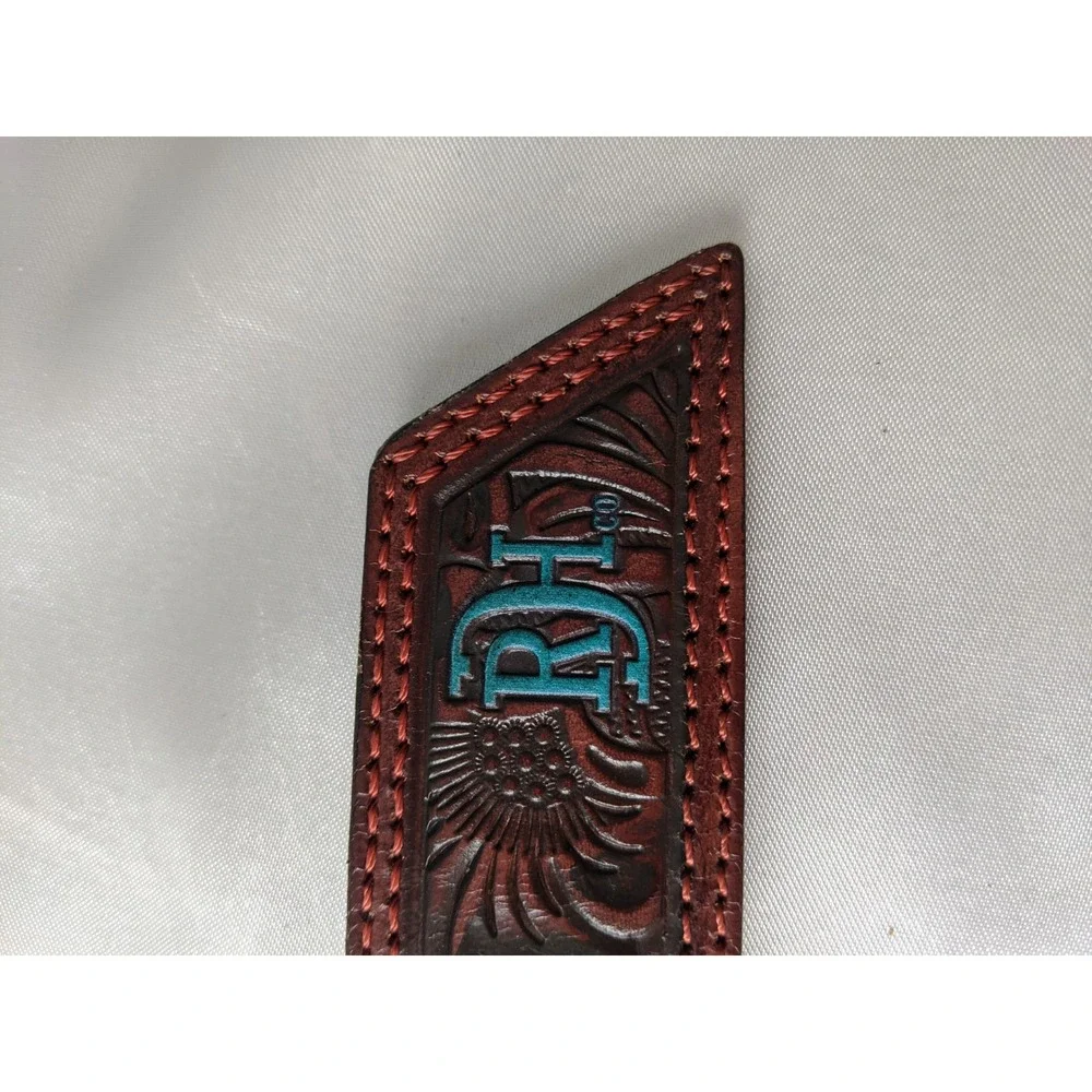 Red Dirt Hat Co Mens Tooled Leather Western Belt Aztec Southwestern Brown Sz 38